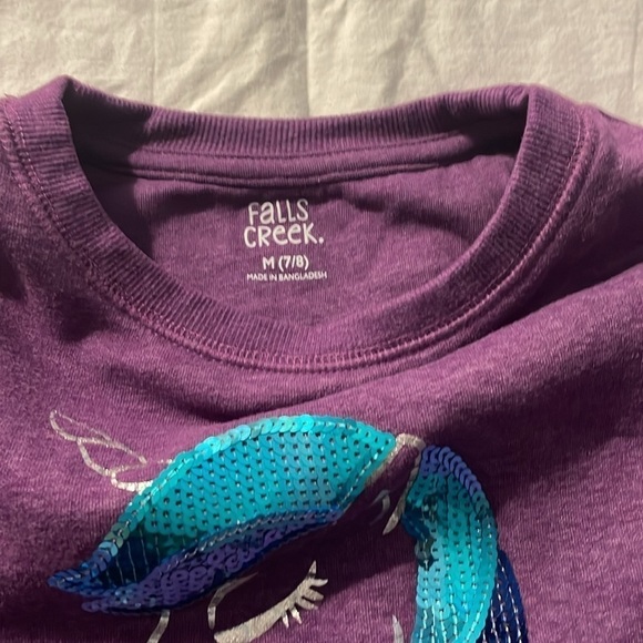 Falls Creek Girls M 7/8 Unicorn Sequins Winter / Fall Top - Picture 5 of 8